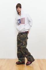 Finger Logo America Crop Hood Zip-Up (Light Gray)