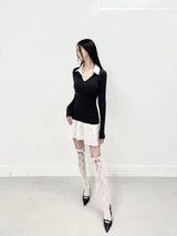 1114. Liz shirts layered pleats mini ops (2color)