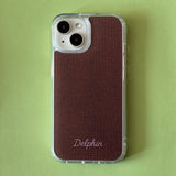 EMBROIDERY KNIT HARD JELL CASE _ BROWN