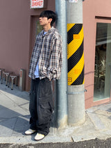 Washing diagonal balloon cargo denim pants 2C