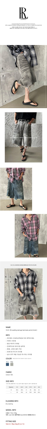 [S/S] オイルウォッシングダメージバミューダパンツ (2color)