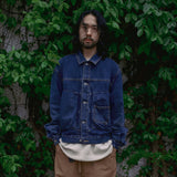 Bleach dyeing trucker jacket / Vintage indigo