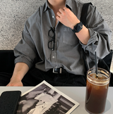 Glass Pigment Basic Cotton Shirt 