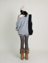Kina Bendable Angora Fur Micro Shorts (Angora Fur Fabric)