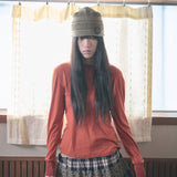 knit button beanie beige