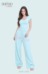Taylor Mint Lettering Casual Wide Pants