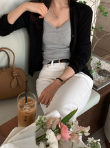 Heather Shirred Cotton Sleeveless Top / 4 Colors