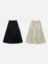 Slit Cotton Shirring Long Skirt (2c)