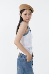 DEEP NECK SLEEVELESS TOP_SKY BLUE-WHITE