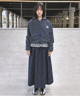 Polka Dot Fleece Hoodie Zip-Up_Navy