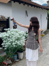 Slit pleated skirt pants (2color)