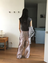 ロンズシャーリングストリングクロップフーデッドタンクトップ