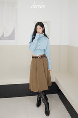 Black Royal Pleats Midi Skirt