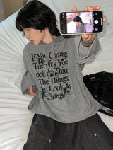 Things Waffle Boxy Hooded Long Sleeve T-shirt