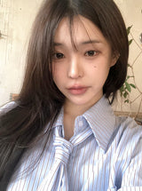 #Daily Overfit Stripe Shirt + Tie Set (2color)