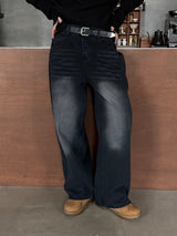 Side pin tuck wide denim pants(5color)