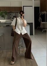 Cool Pin Tuck Linen Wide Pants