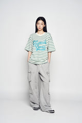 25SS STRIPE LOGO PRINT SHORT SLEEVE T-SHIRT GREEN
