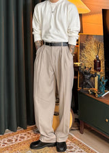 Three-Tuck Back Banding Slacks  3COLOR