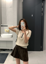 Rear Cool Linen Ribbed Short Sleeve Knit / 4 colors