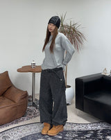 Tove Waffle Henley Neck Long Sleeve Tee