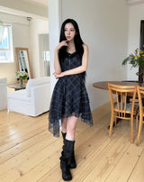 Serene Check Tiered Unbalance One Piece