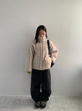 Tumbab Wool Collar Quilted Fleece Jumper