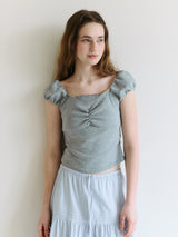 PUFF CAP SLEEVE T-SHIRT GRAY
