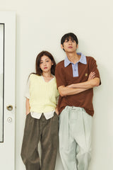 ALARM ONE TUCK BELTED DYEING PANTS BROWN_WOMAN