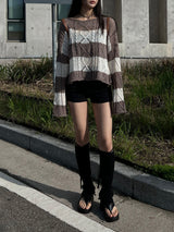 Summer striped twist cover-up net knit (3 colors)