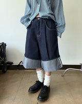 non fade denim bermuda pants