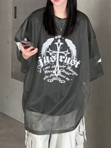 wing cross mesh t-shirt