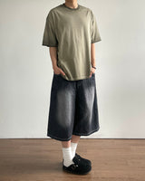 Tin Washed Bermuda Denim Pants