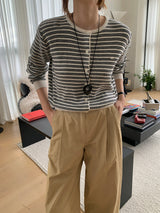 [MADE] [Planning] Slits Stripe Round Cardigan
