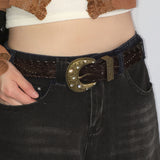Pacel Bohemian Leather Stud Wide Big Belt