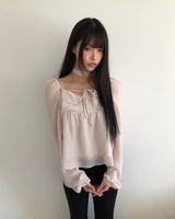 ハゼンリボンホルターネックパフブラウスセット