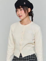 刺繍ツイストカーディガン - アイボリー
