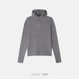 リブフードハードジップアップニット