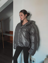 Touk glossy puffer hood padding