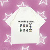 PEANUT STAIN - ピクセル キャラクターズ アイボリー オーバーサイズド Tシャツ