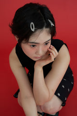 [2SET] metal oval hair pin - silver