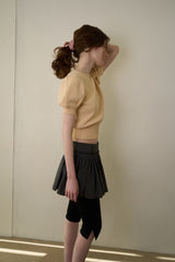Slim button half knit_butter
