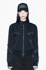 MULTI ZIPPER HIGH-NECK JUMPER BLACK