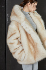 TWO TONE FUR JACKET -IVORY