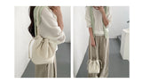 Natural Canvas Shirred Pouch Bag - A Drawstring Bag with a Unique Vibe
