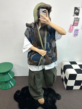 ヒーター❤カーゴオーバーロングバンディングパンツ 🩶🖤🤎💚4COLOR