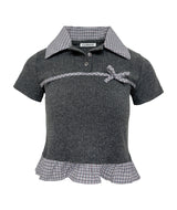 Morris Check Trim Knit Top