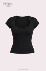 Minky Square Slim Color Short Sleeve T-shirt
