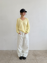 Vネック ルーズ ニット トップ