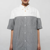 レギュラーツートーンハーフシャツ (WHITE/GRAY)